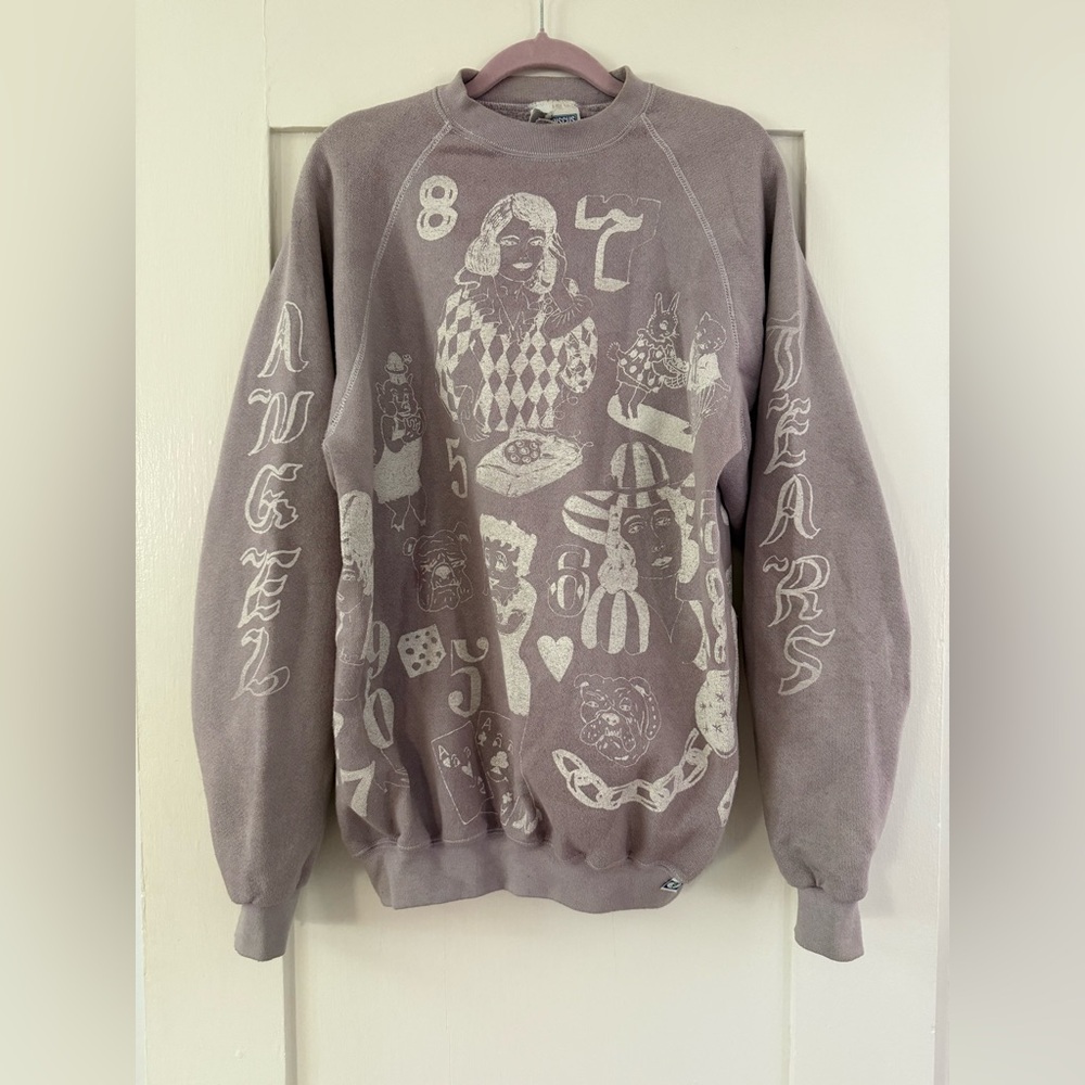 69 Tearz Vintage Purple Screen Printed Sweatshirt size Medium